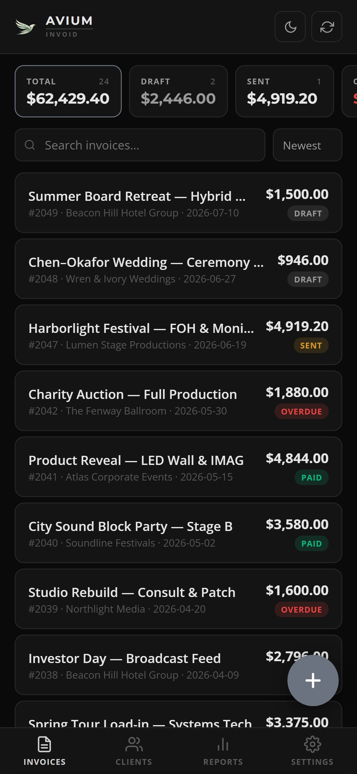 Invoid in the Charcoal theme