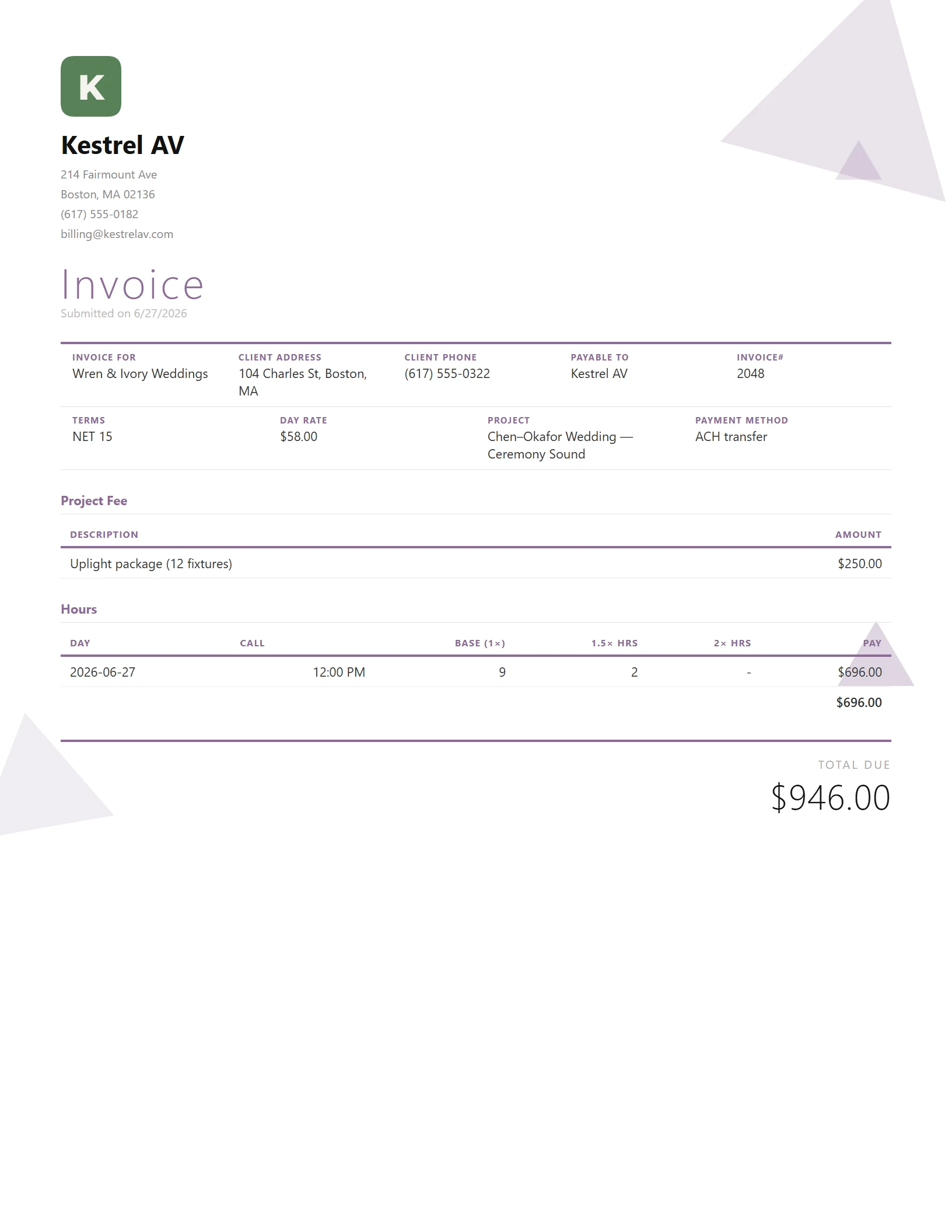 Invoid "Abstract" invoice layout