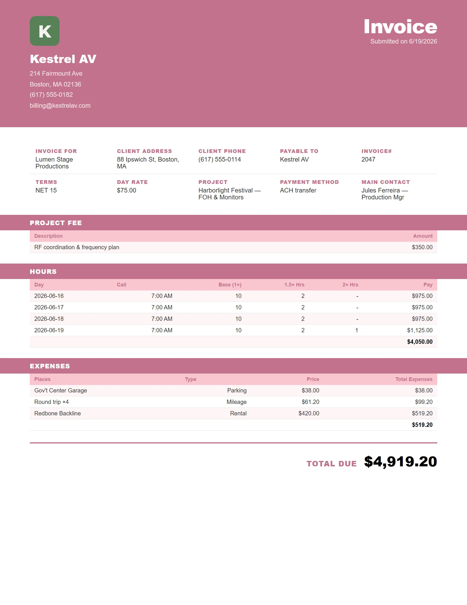 Invoid "Bold" invoice layout