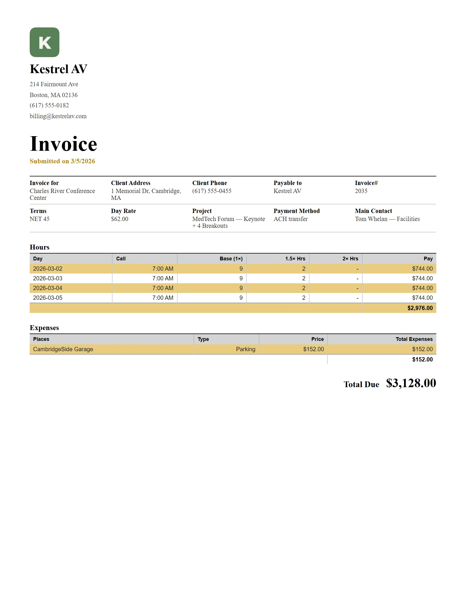 Invoid "Classic" invoice layout