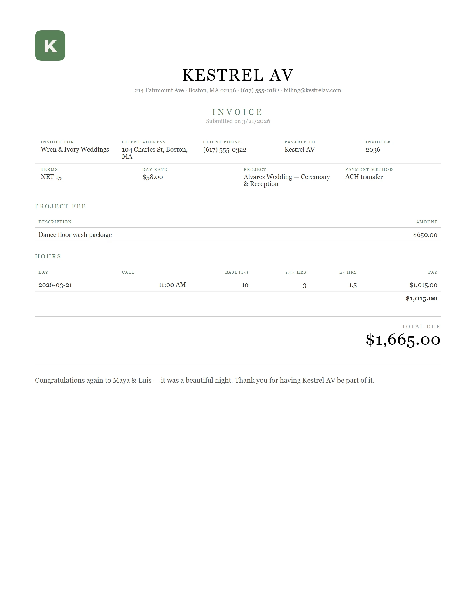 Invoid invoice — Elegant layout
