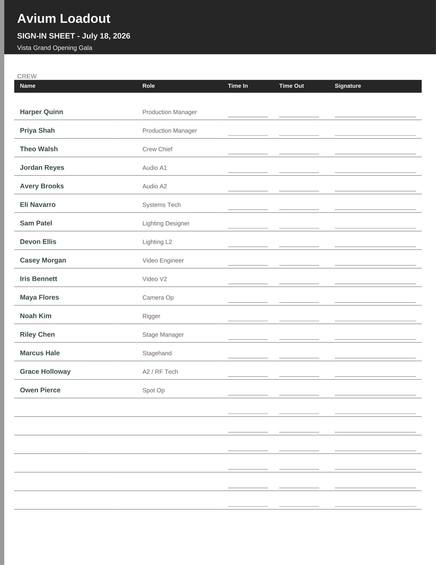 Sign-in sheet PDF